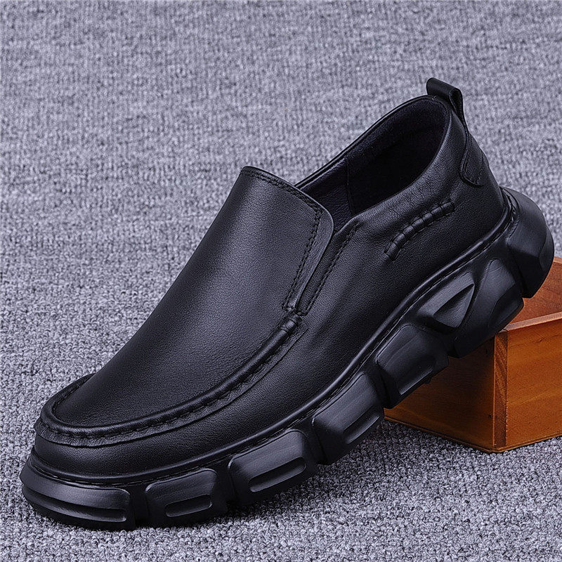 Foreign trade men's shoes leather casual British thick-soled leather shoes men's set feet breathable heightening shock absorption lightweight spring single shoes