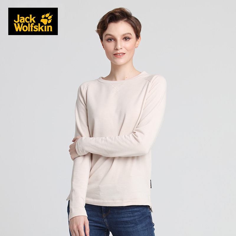 JackWolfskin Wolfskin Claw Outdoor Casual Clothes with wool-collar long-sleeved T-shirt thick cotton T-shirt