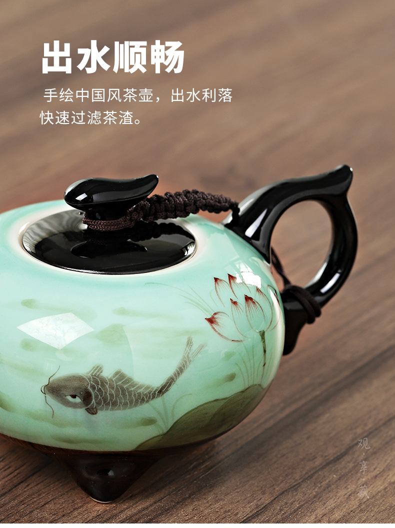 Kung fu tea set household contracted and I sitting room office ceramic lid bowl of high - grade tea cups