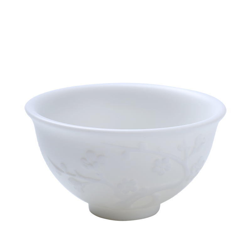 Mud printing small bamboo kung fu tea cups dehua white porcelain cup sample tea cup master jade porcelain name plum cup of pure manual single CPU