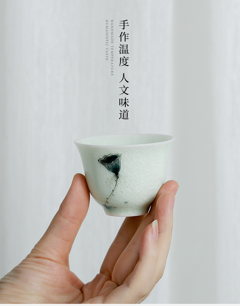 Kung fu mud seal single home office small lotus cup green glaze ceramic cups master cup single CPU personal cup