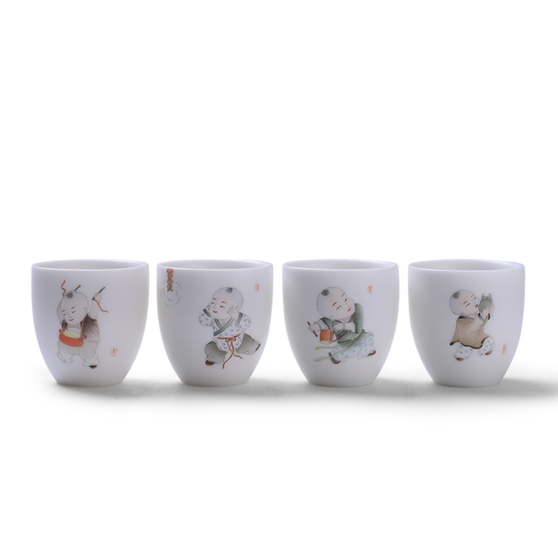 Mud seal play child sample tea cup kung fu tea set home sitting room dehua white porcelain ceramic hand - made master cup single CPU
