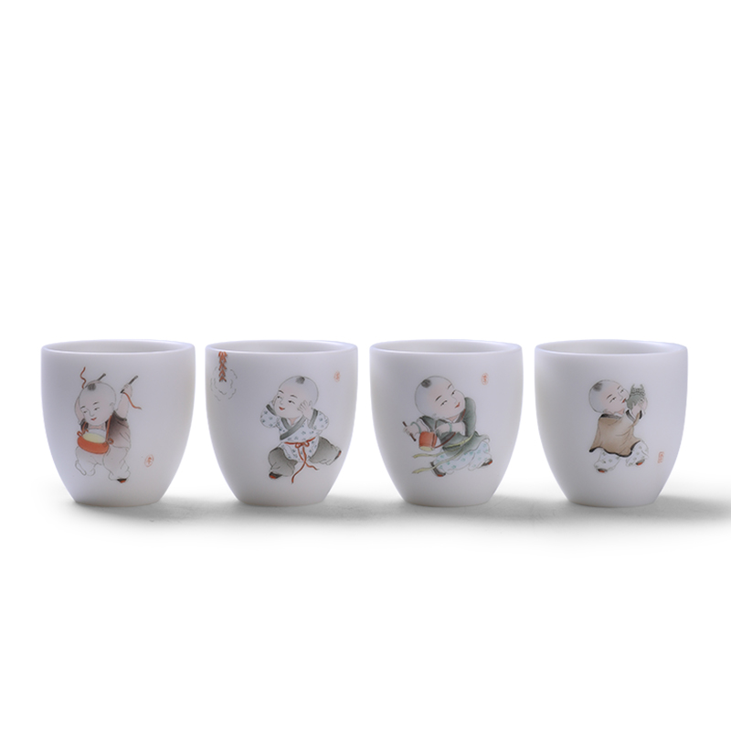 Mud seal play child sample tea cup kung fu tea set home sitting room dehua white porcelain ceramic hand - made master cup single CPU