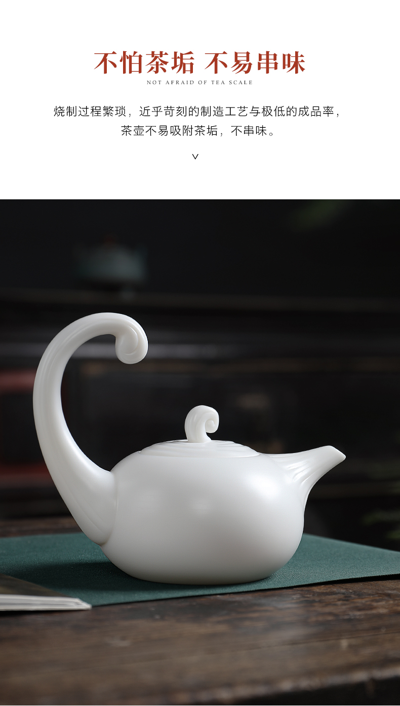Mud seal dehua white porcelain teapot creative waves make tea pot of ceramic ware suet jade porcelain household kung fu tea set by hand