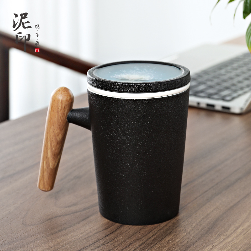 Mud seal mark cup ceramic filter with cover Japanese tea cup to figure custom LOGO individuality creative trend cups