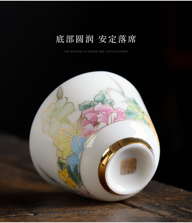 Mud printed language welcome tea set household contracted dehua white porcelain tea set hand - made kung fu tea cups