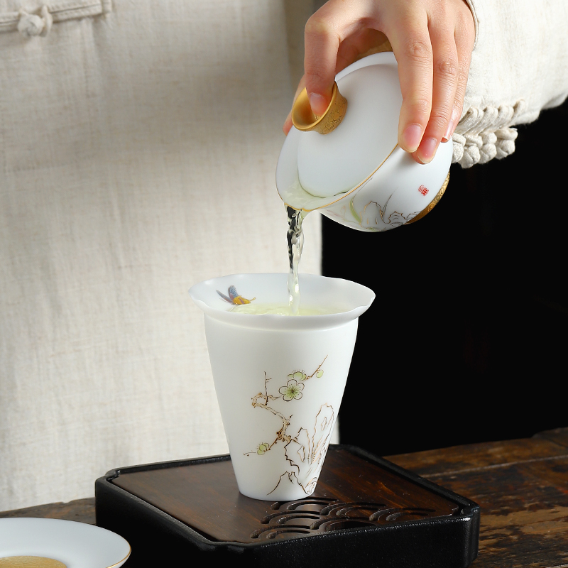 Mud seal kung fu tea set the visitor home office tea jade porcelain tea cups high - end of a complete set of gift boxes