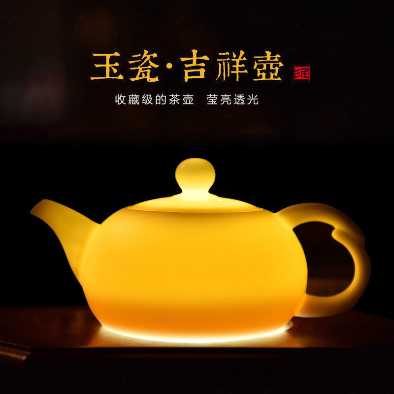 Mud seal dehua porcelain tea jade craft ceramic teapot single pot of kung fu tea set personal tea white porcelain lucky pot