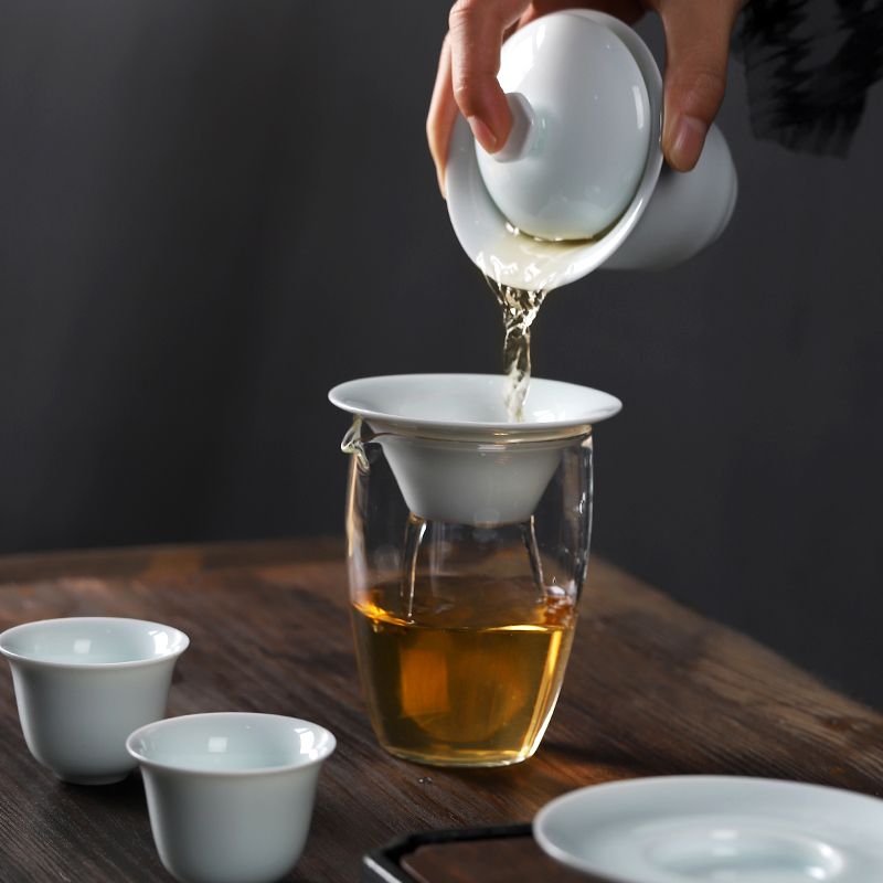 Tea set household contracted and I creative gift boxes kung fu Tea cup three small tureen large ceramic teapot