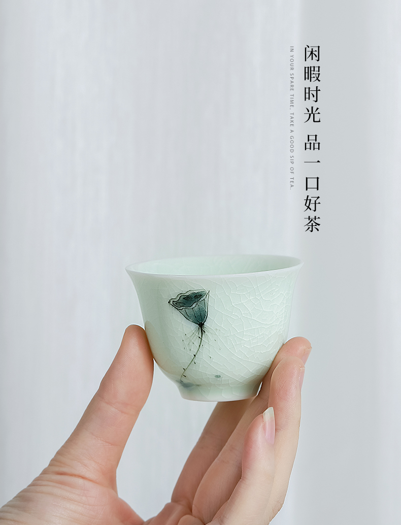Mud seal kung fu tea set suit household contracted Japanese green lotus glaze ceramic teapot hand - made teacup gift boxes