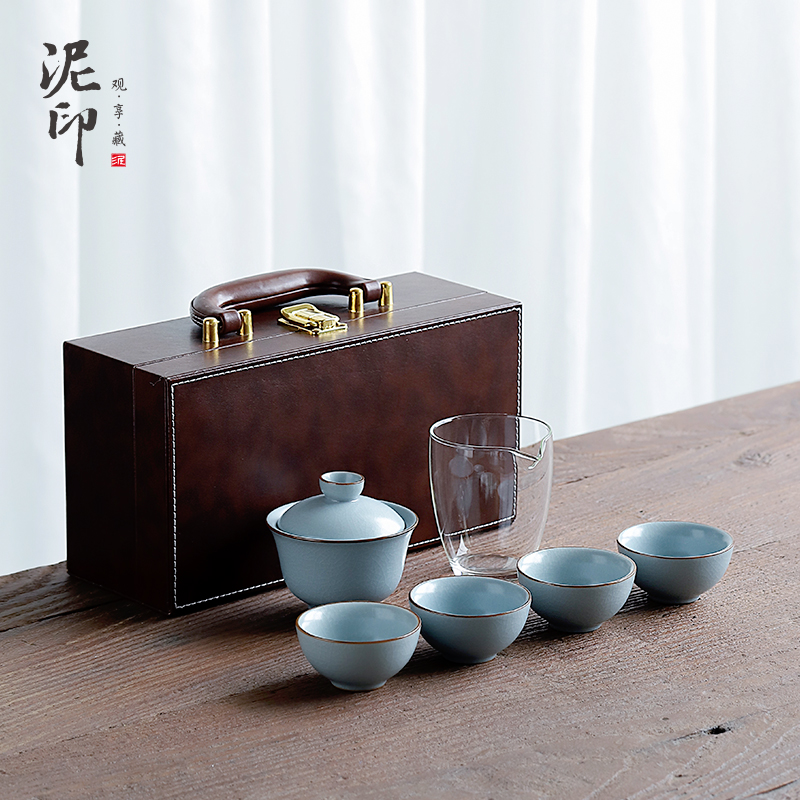 Mud seal your up tea suit household ice to crack the to restore ancient ways small tureen ceramic cups Japanese open gift boxes for