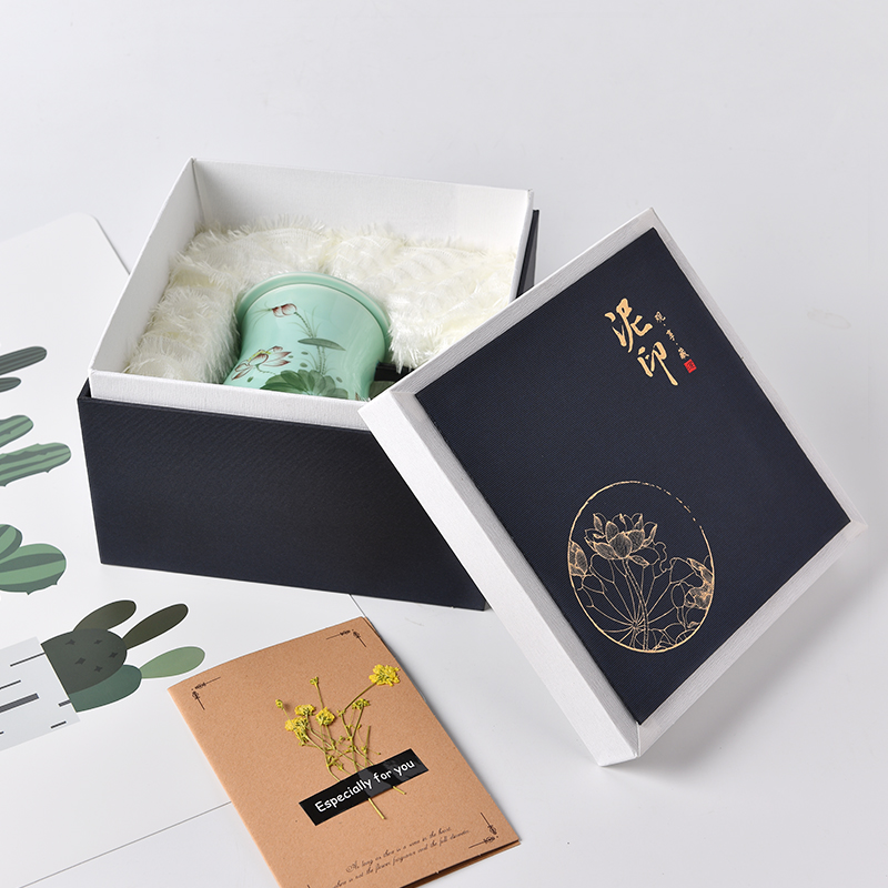 Mud seal longquan celadon ceramic cups with cover filter tea accessories make tea cup tea cup creative packaging gift box