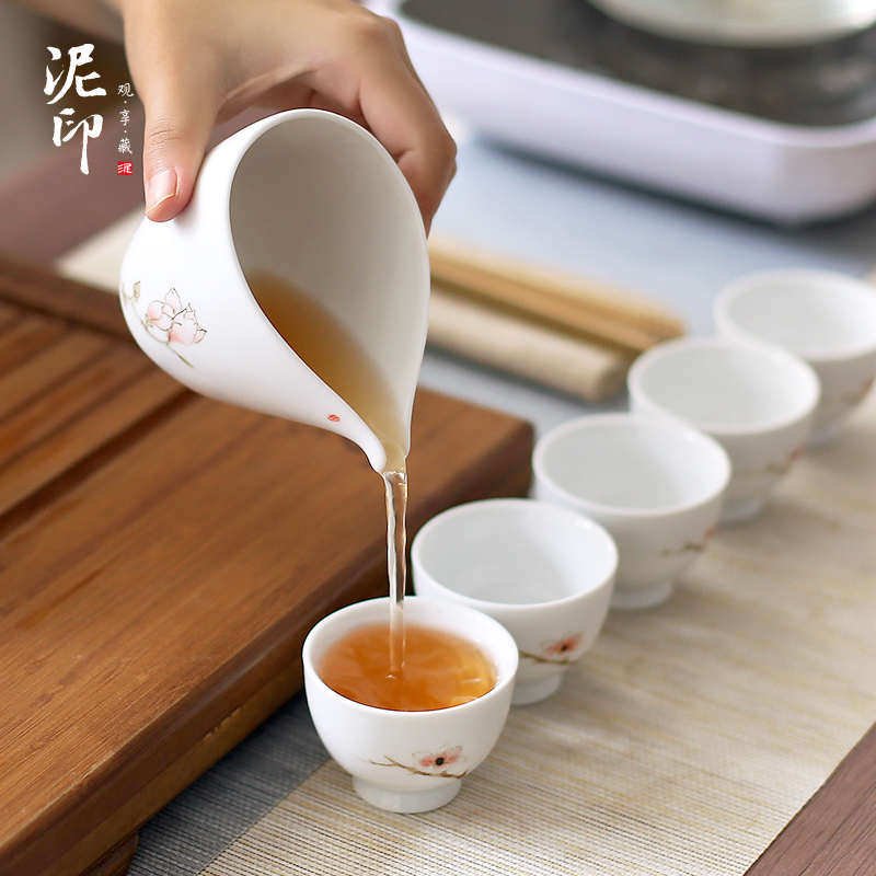 Mud seal) suits for large household points tea exchanger with the ceramics fair keller hand - made white porcelain office accessories kung fu tea set