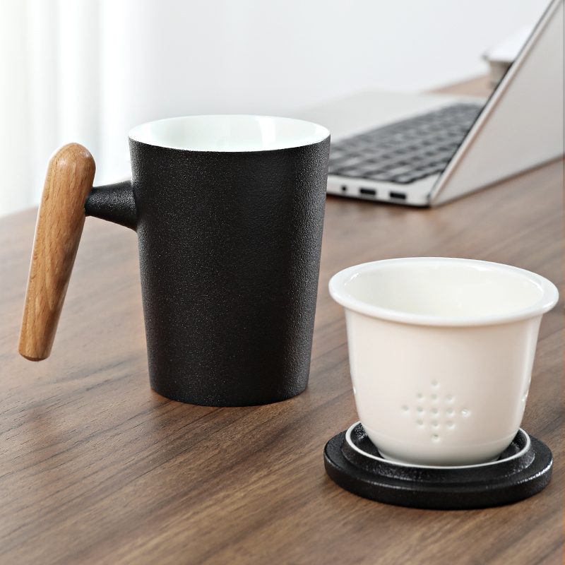 Mud seal mark cup ceramic filter with cover Japanese tea cup to figure custom LOGO individuality creative trend cups