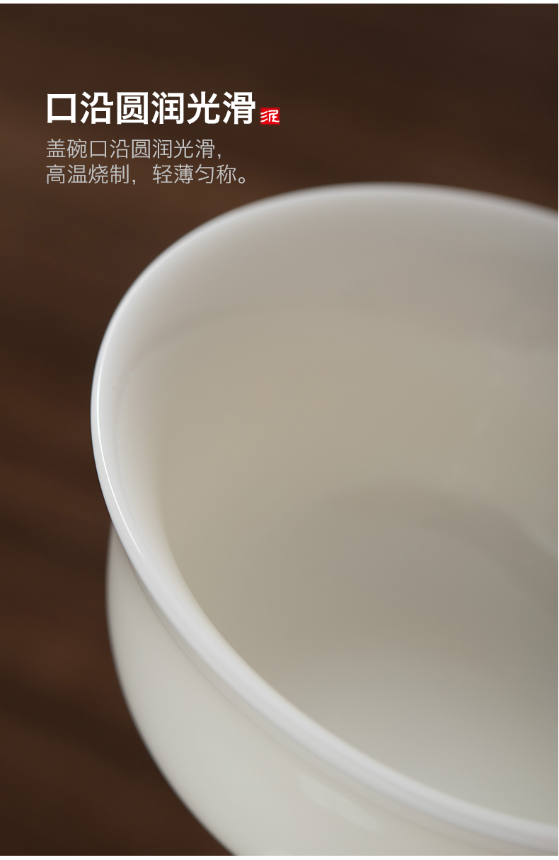 Jade porcelain collection level of household hand grasp three just tureen tea bowl large dehua white porcelain kung fu tea cup by hand