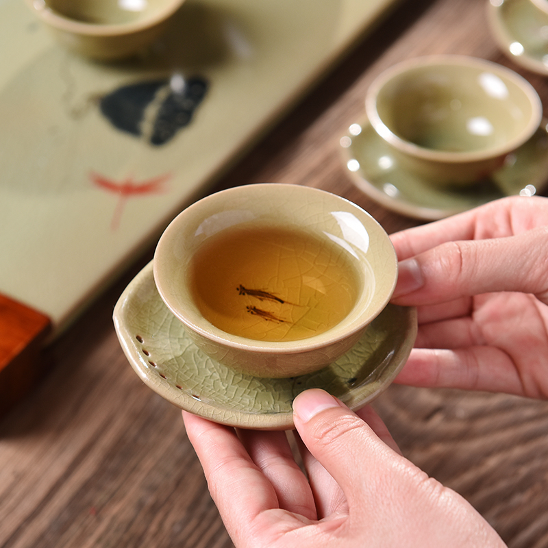 Cup mat mud seal tea accessories creative hand - made ceramic cups tea kungfu saucer household insulation prevent hot Cup mat