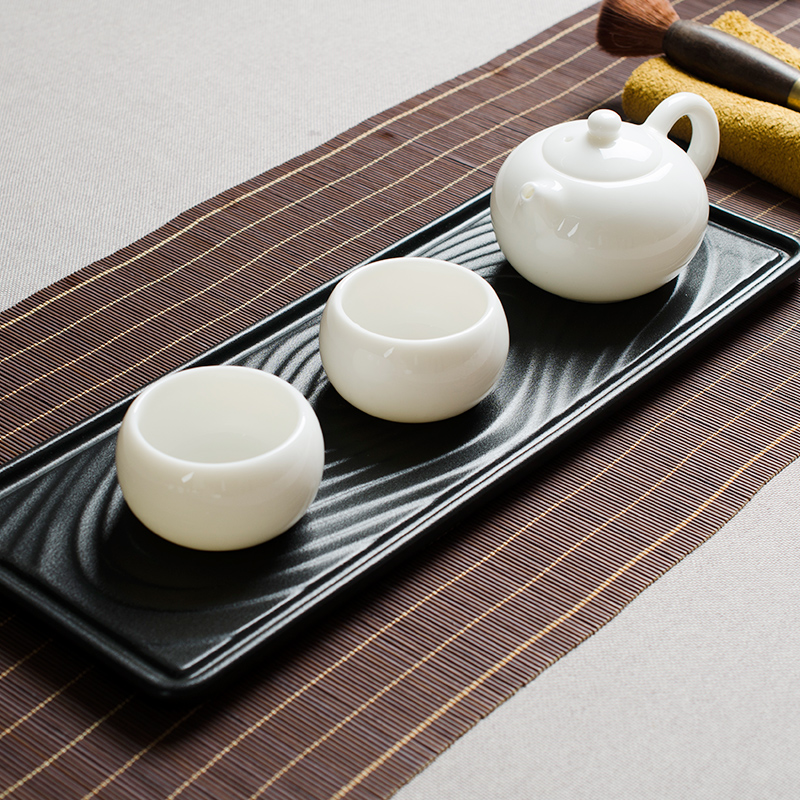 Dehua porcelain jade travel portable tea kungfu tea cup teapot teacup small suit a pot of tea tray 2 two cups