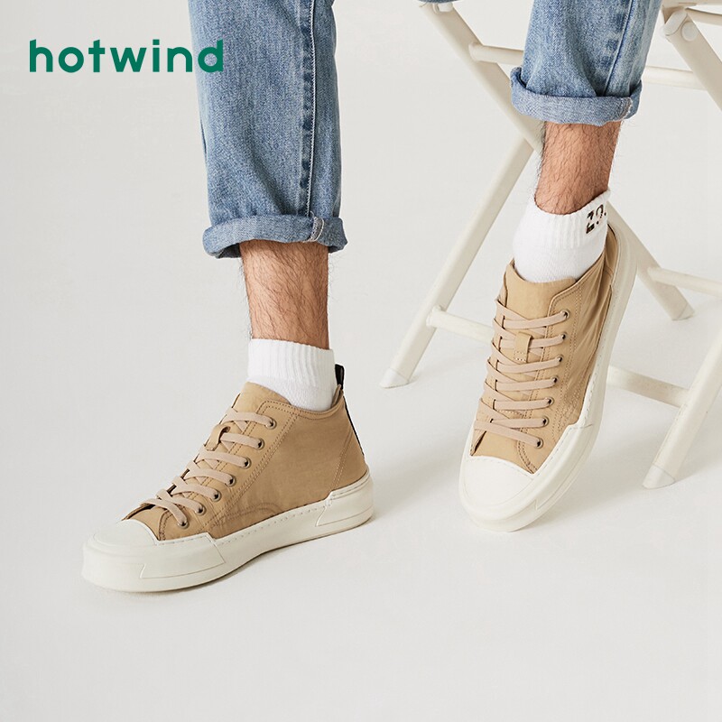 Hotwind hot wind high-top canvas shoes men's Korean version ulzzang trend 2020 spring new flat shoes