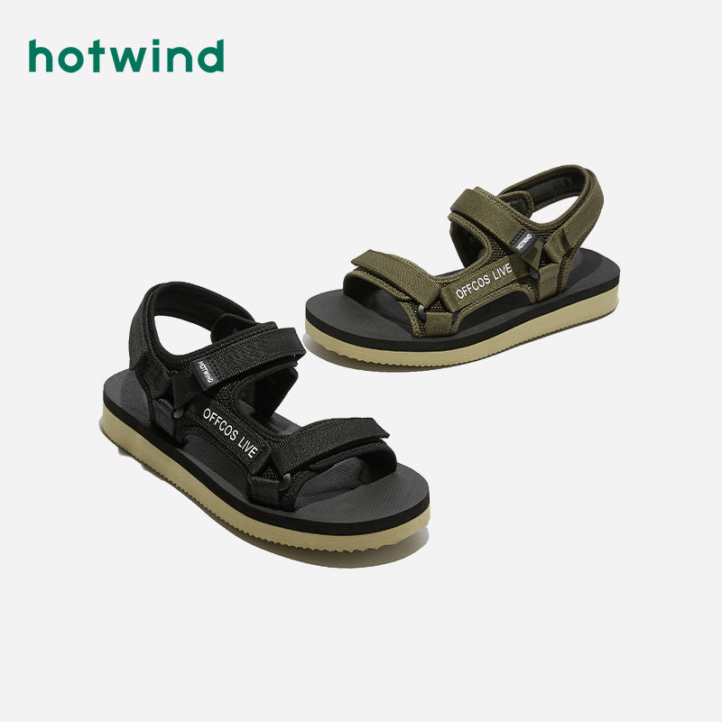 Hotwind Hot Wind Sandals Men Beach Shoes Wave Shoes Black Korean Version Casual Shoes 2020 Summer New Soft Bottom