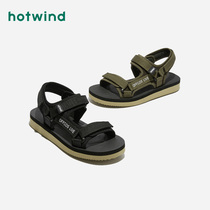 Hotwind hot air sandals mens sandals trendy shoes black Korean casual shoes 2020 Summer new soft sole