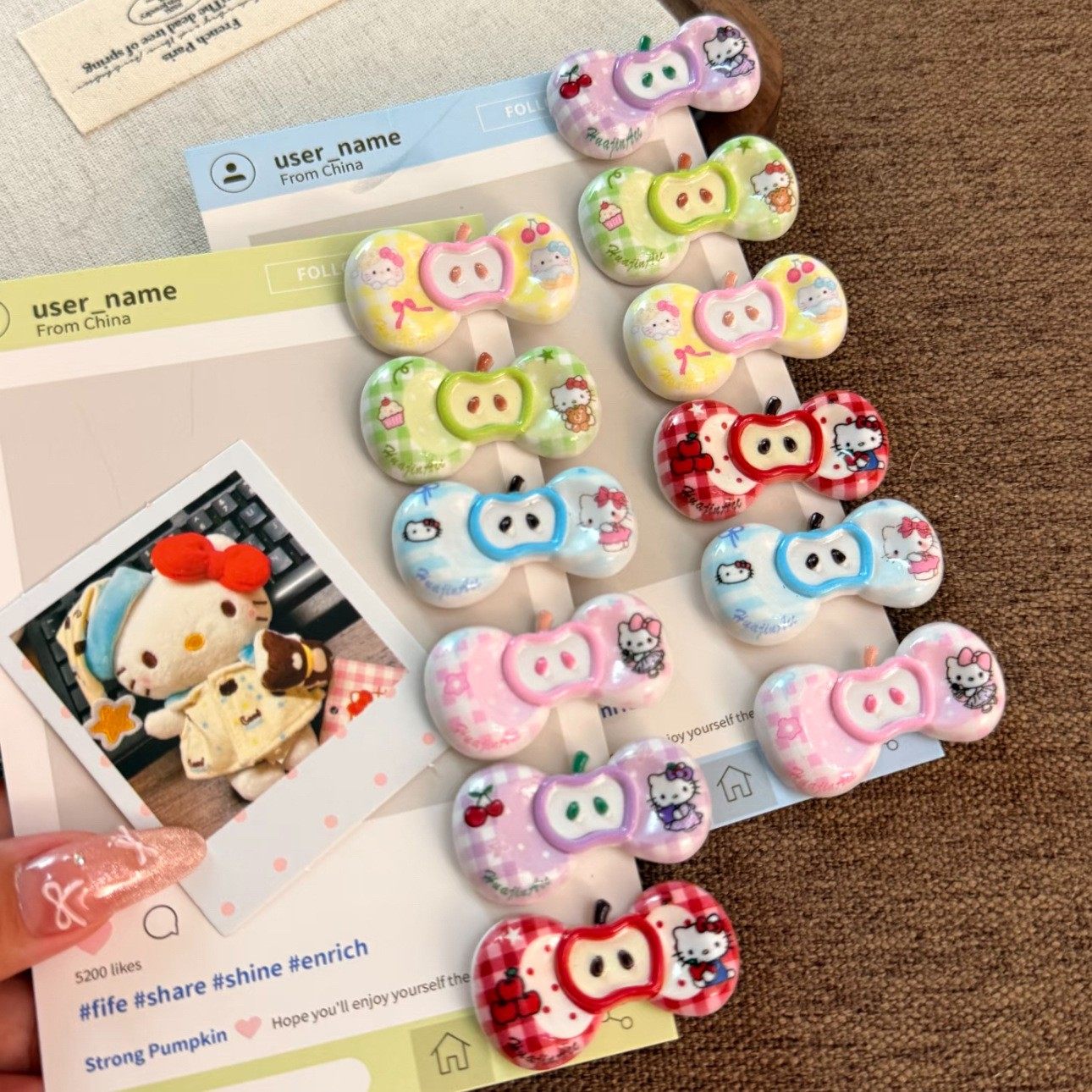 Кремово-яблочная клетчатая заколка для волос cute ins sweet decoration new A0019