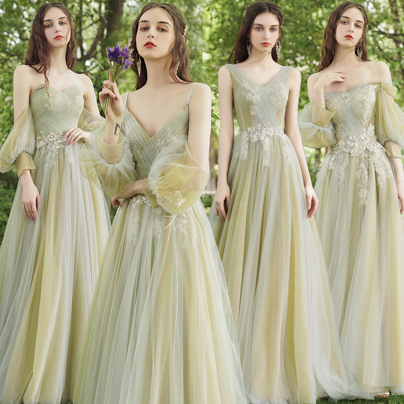 Bridesmaid Dress for Women, Slimming and Arm-Covering, 2026 New Style, Bridesmaid Group Sister Dress, Simple and Elegant, Best Friend Outfit, Fairy-Like Temperament