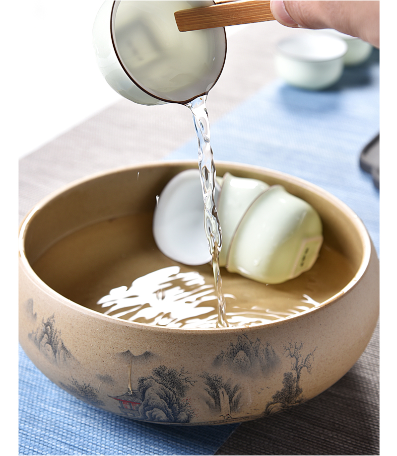 扬 粗 陶 紫砂 陶瓷 大 茶 洗 笔 洗 水盂 洗洗 杯 碗茶 盆 茶具 配件 大号 bộ ấm chén uống trà cao cấp nhập khẩu