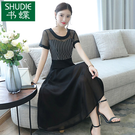 雪纺连衣裙女夏2018新款中长款夏季气质复古