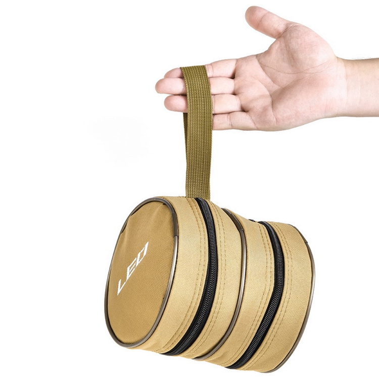 Fishing accessories bag Storage bag Canvas durable round fishing wheel bag Fishing water drop wheel Raft rod wheel Double-layer tool bag