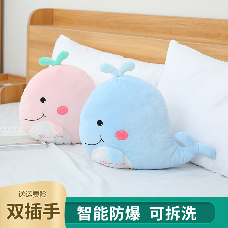 Support logo custom cartoon cute plush charging hot water bag for easy removal of double warm and stomach