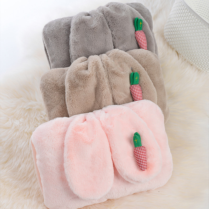 Charged Hot Water Bag Plush Cute Double Meddling Warm Water Bag Woman Hot Compress Tummy Warm Palace Warm Baby Water Infused
