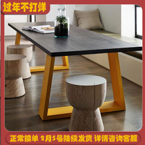 American solid wood dining table milk tea shop cafe rectangular square table hotel restaurant casual wrought iron table and chair combination