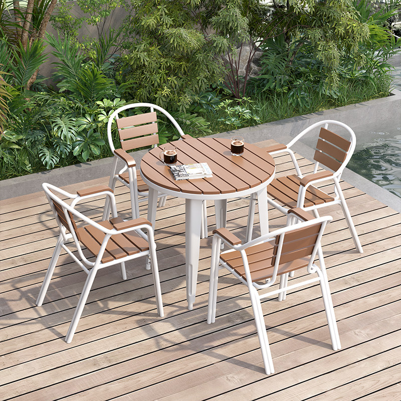 Modern minimalist small apartment balcony table villa garden outdoor table and chair combination terrace waterproof sunscreen small round table