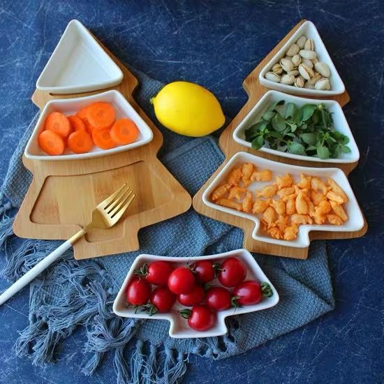 Kindergarten Meal Photo Props Christmas Tree Tableware Fruit Plate Snack Plate Snack Bowl Salad Plate Breakfast