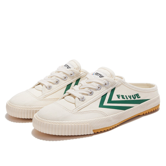 feiyue/飞跃帆布鞋女鞋春夏季新款半拖懒人一脚蹬透气百搭休闲男