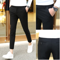 Nine-point pants men slim small pants mens casual pants Korean version of the trend pants mens spring black nine-point pants men