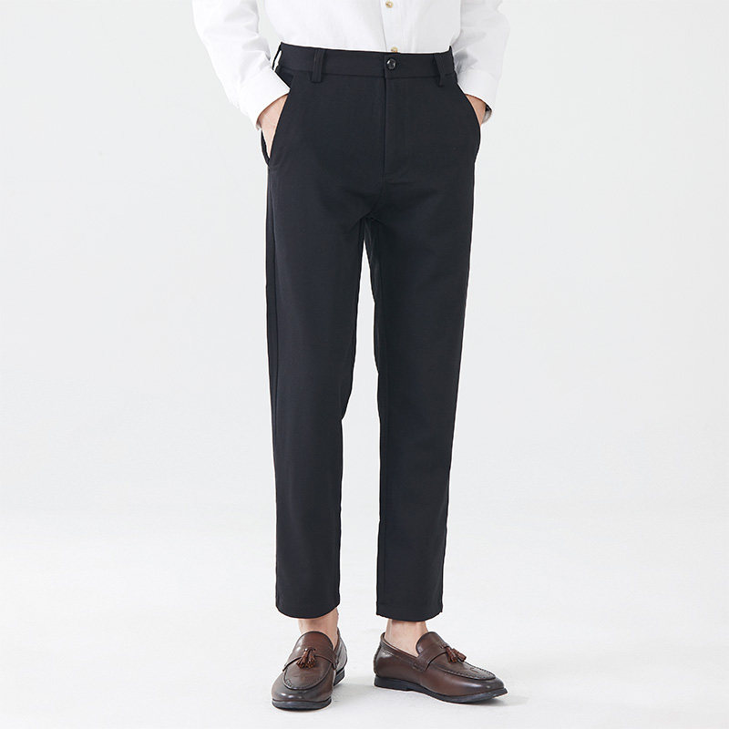 Pants men's Korean version of the trend of slim men's casual pants nine points men's pants spring and autumn black trousers small feet trousers men