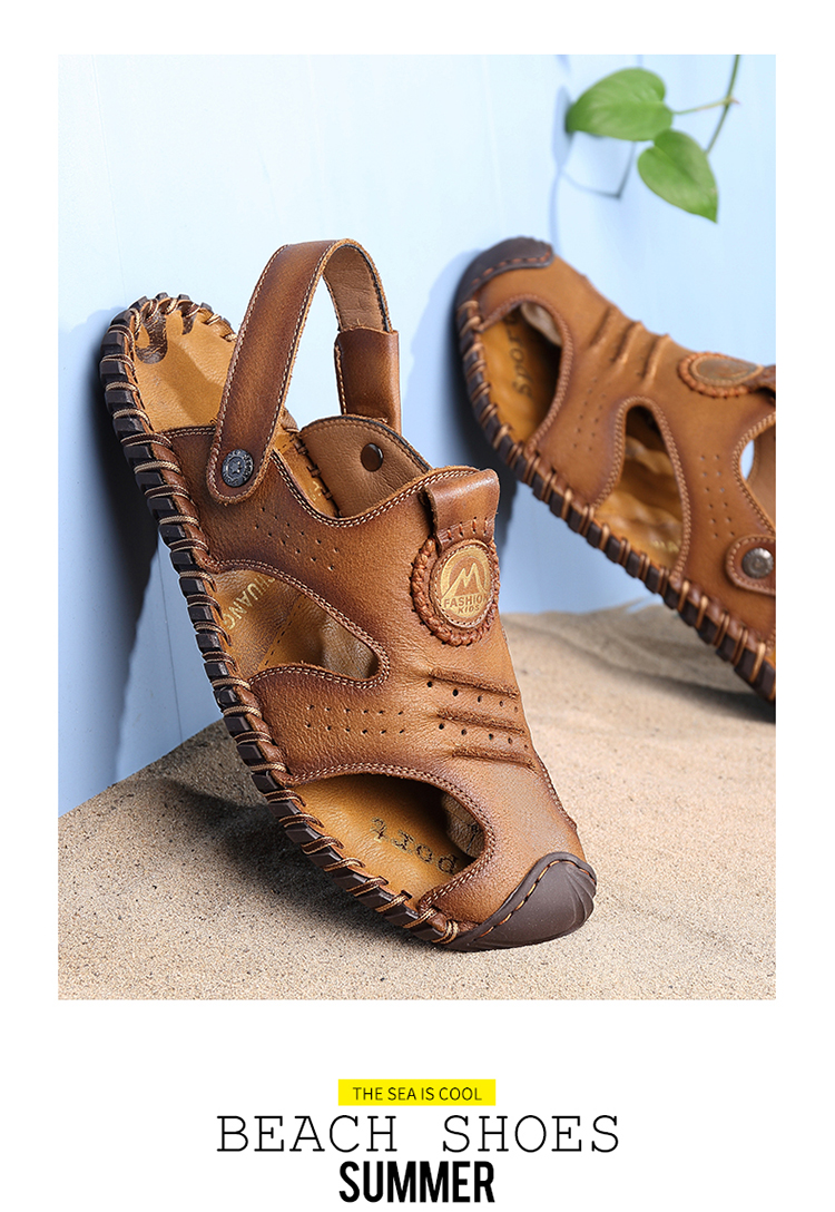 Giày nam cổ cao sandal nam da mũi xu hướng giày đi biển đế mềm, đế mềm chống trượt 2018 hè mới dép sandal nam hàng hiệu