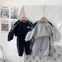 Feeling Chen Chen Ma boy autumn and winter set 2021 new childrens clothing foreign baby plus velvet two-piece leisure tide