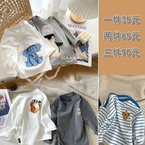 2021 Autumn New Tide childrens clothing boys and girls cartoon bear long sleeve T-shirt baby Child Base shirt baby loose top
