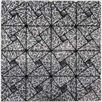 Треугольный черный цветок+серый бриллиант 30x30 см/кусок