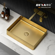 Stainless Steel Table Basin Golden Rectangular Bar KTV Terrace Washbasin Hotel Toilet Washbasin Single Basin