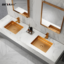 Stainless Steel rose gold light luxury wind table lower basin bar square wash basin