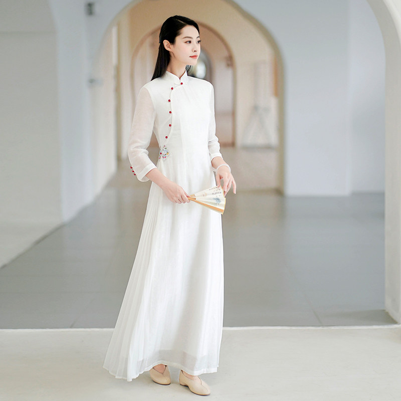 The early cicada high - end flaggown 2022 summer women's new temperament elegant retro - style Chinese style Audi modified dress
