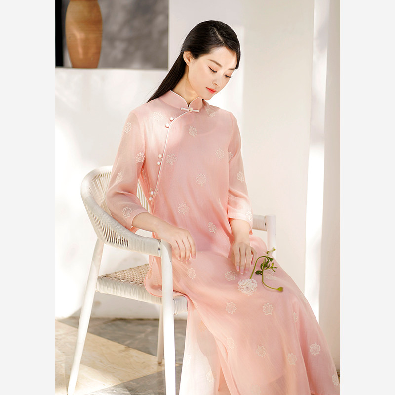 First cicadas Chinese Wind Original 2022 Summer new women's clothing Improved Chinese style retro qipao Zen Tea Suit Foreign Dress