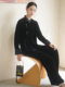Chuchan black velvet suit for women in autumn and winter new style noble buckle Chinese style national style retro Zen short top