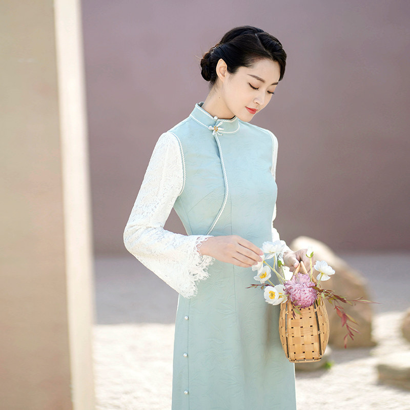 The new Chinese style of high - end cotton tea in 2022 is a new female - style cotton - tatton - cotton - cotton - and - two pieces of vessel dress