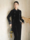 Chuchan black velvet suit for women in autumn and winter new style noble buckle Chinese style national style retro Zen short top