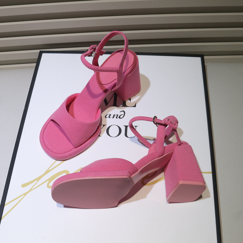 One-Strap Open-Toe Versatile Pink Platform Sandals for Women, 2024 Summer New Style, Chunky Heel, Sexy High Heels
