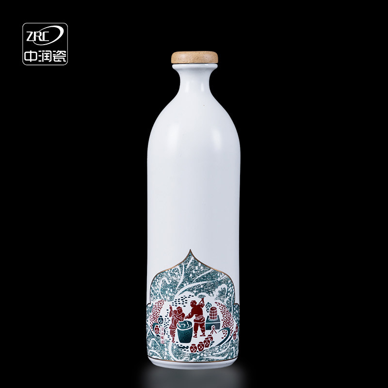 Jingdezhen creative ceramic wine bottle home sealed white wine bottle wine glass 1 jins liquor custom gift